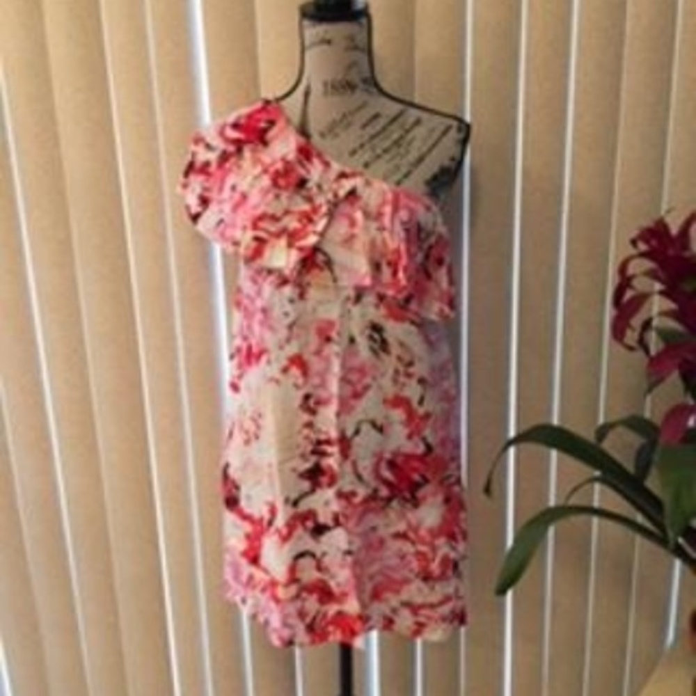 DESIGNER LAB ONE SHOULDER RUFFLE SHORT DRESS P/S